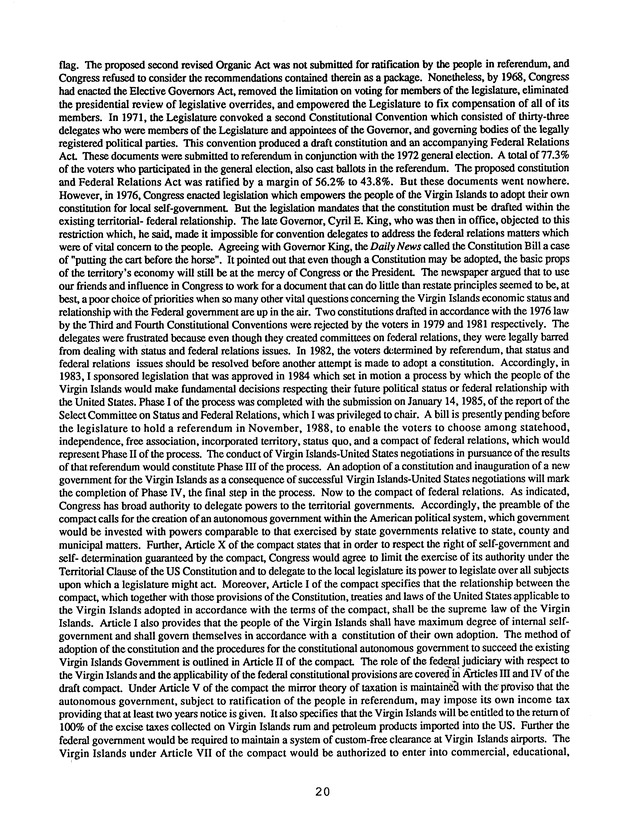 Proceedings : Conference on the Future Political Status of the United States Virgin Islands (February,1988) - Page 20