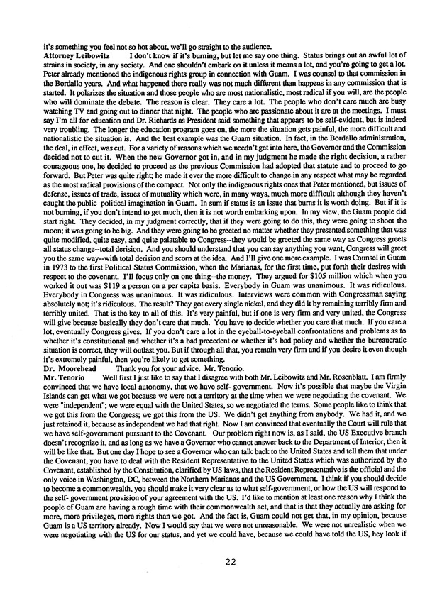 Proceedings : Conference on the Future Political Status of the United States Virgin Islands (February,1988) - Page 22