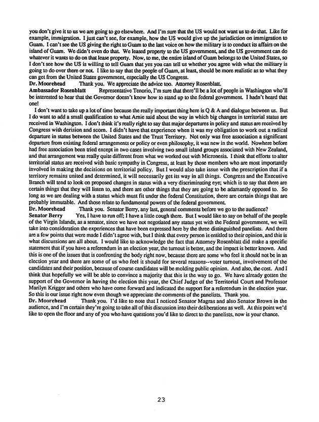 Proceedings : Conference on the Future Political Status of the United States Virgin Islands (February,1988) - Page 23