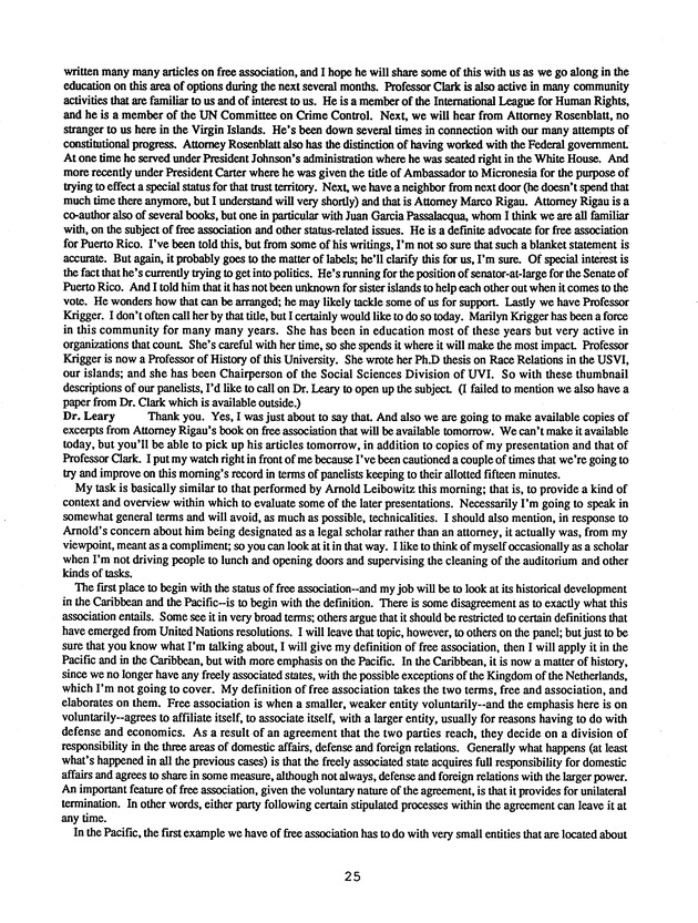 Proceedings : Conference on the Future Political Status of the United States Virgin Islands (February,1988) - Page 25