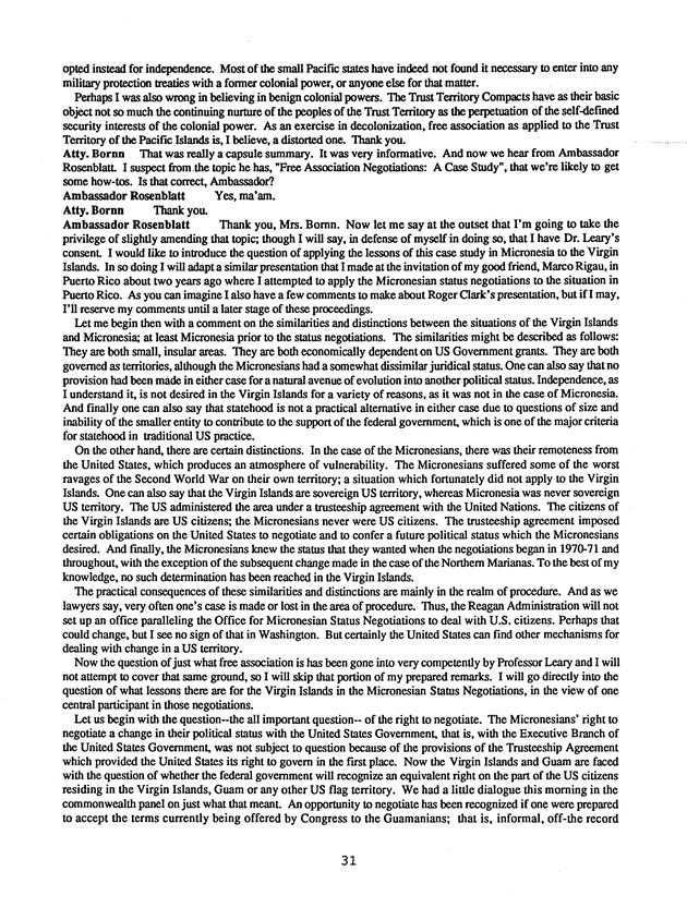 Proceedings : Conference on the Future Political Status of the United States Virgin Islands (February,1988) - Page 31