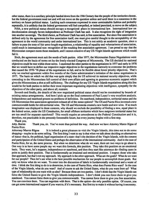 Proceedings : Conference on the Future Political Status of the United States Virgin Islands (February,1988) - Page 33