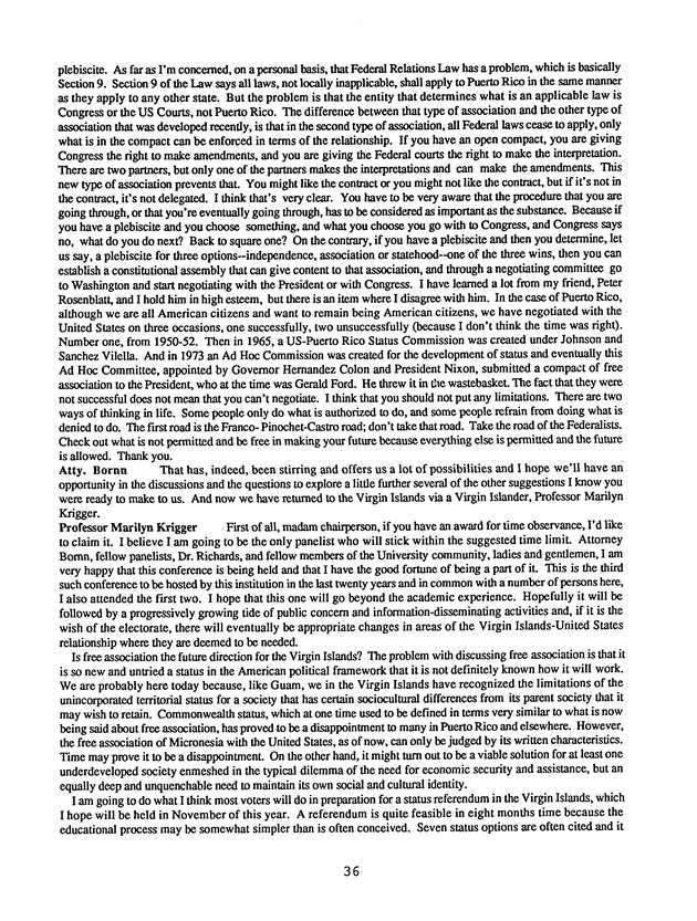 Proceedings : Conference on the Future Political Status of the United States Virgin Islands (February,1988) - Page 36