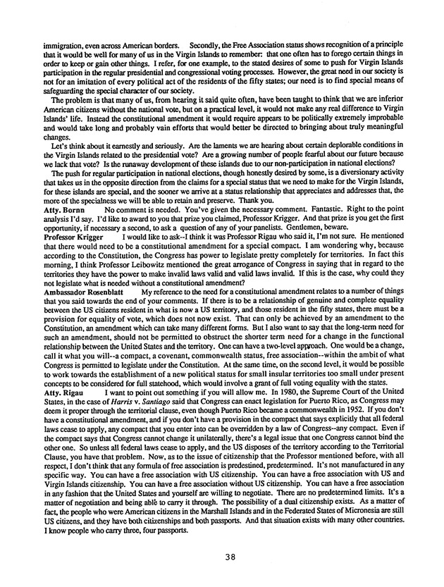 Proceedings : Conference on the Future Political Status of the United States Virgin Islands (February,1988) - Page 38