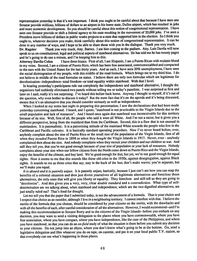 Proceedings : Conference on the Future Political Status of the United States Virgin Islands (February,1988) - Page 48