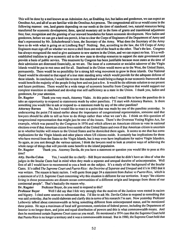 Proceedings : Conference on the Future Political Status of the United States Virgin Islands (February,1988) - Page 52