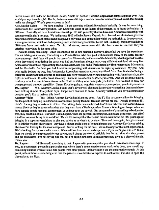 Proceedings : Conference on the Future Political Status of the United States Virgin Islands (February,1988) - Page 53