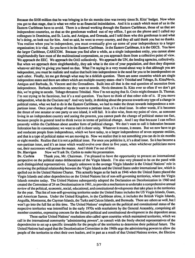 Proceedings : Conference on the Future Political Status of the United States Virgin Islands (February,1988) - Page 57