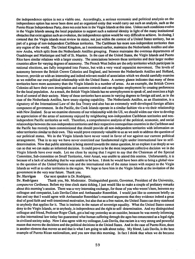 Proceedings : Conference on the Future Political Status of the United States Virgin Islands (February,1988) - Page 59