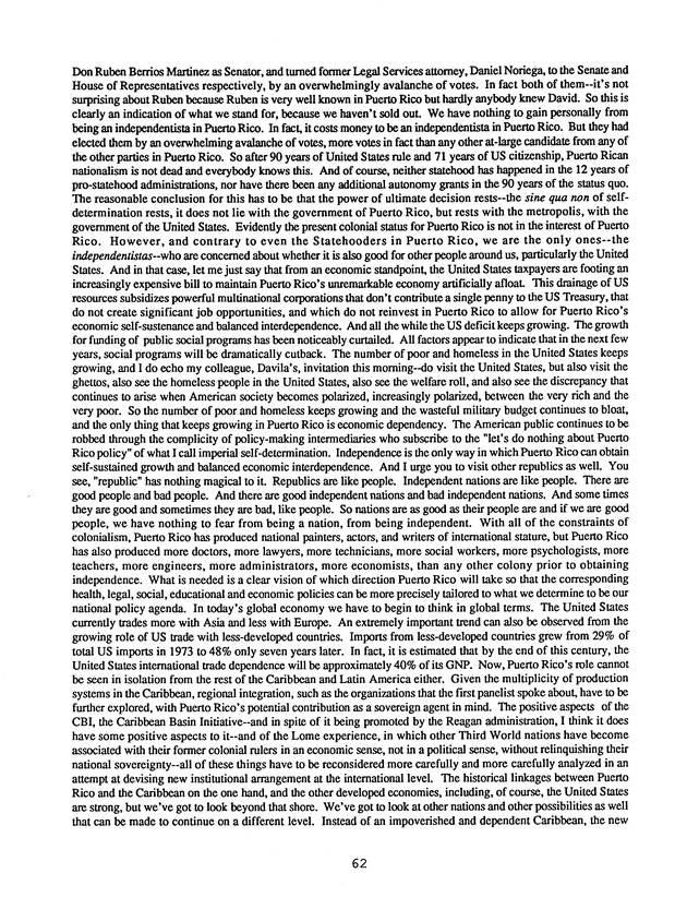 Proceedings : Conference on the Future Political Status of the United States Virgin Islands (February,1988) - Page 62