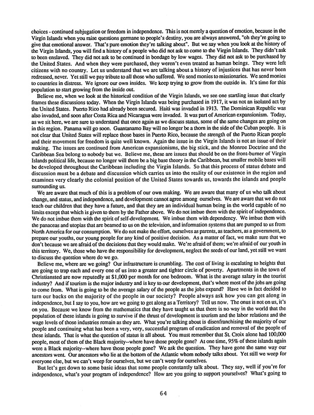 Proceedings : Conference on the Future Political Status of the United States Virgin Islands (February,1988) - Page 64