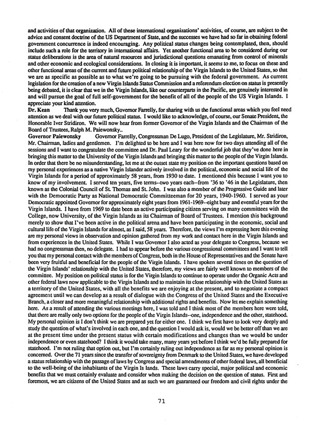 Proceedings : Conference on the Future Political Status of the United States Virgin Islands (February,1988) - Page 71