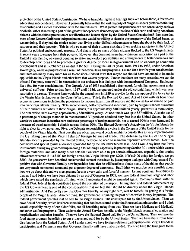 Proceedings : Conference on the Future Political Status of the United States Virgin Islands (February,1988) - Page 72