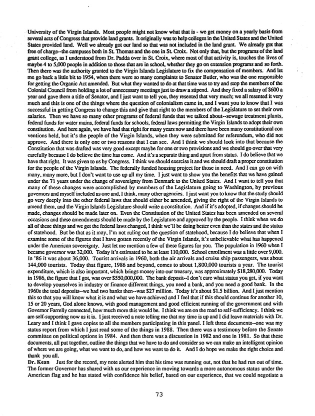 Proceedings : Conference on the Future Political Status of the United States Virgin Islands (February,1988) - Page 73