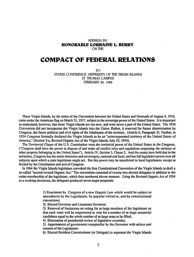 Proceedings : Conference on the Future Political Status of the United States Virgin Islands (February,1988) - Page 85