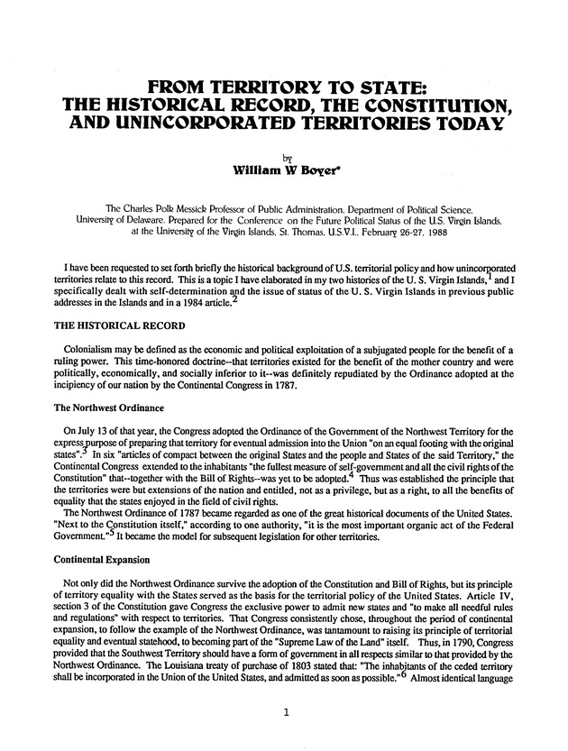 Proceedings : Conference on the Future Political Status of the United States Virgin Islands (February,1988) - Page 89