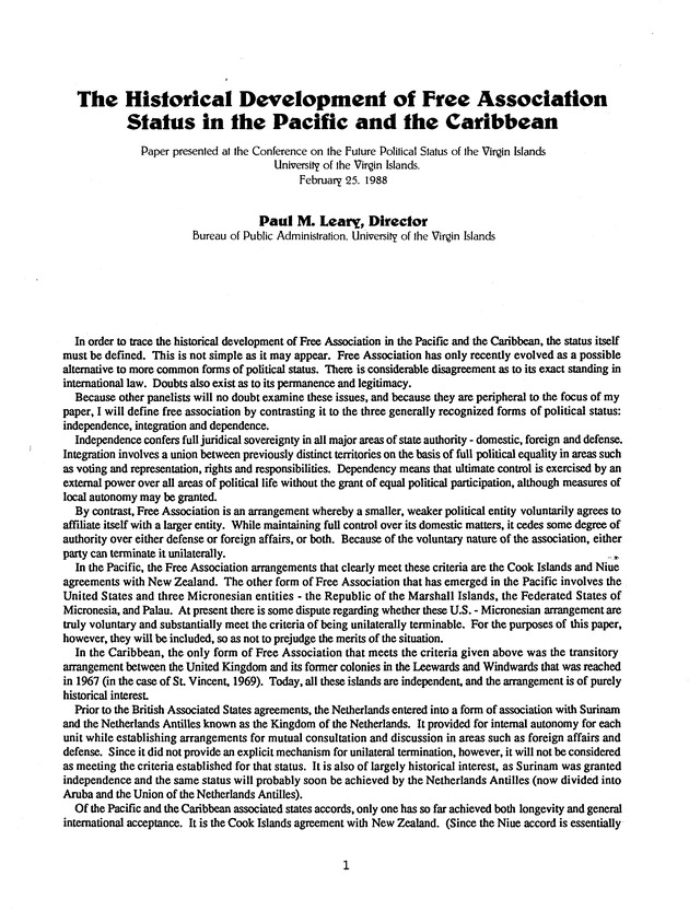 Proceedings : Conference on the Future Political Status of the United States Virgin Islands (February,1988) - Page 121