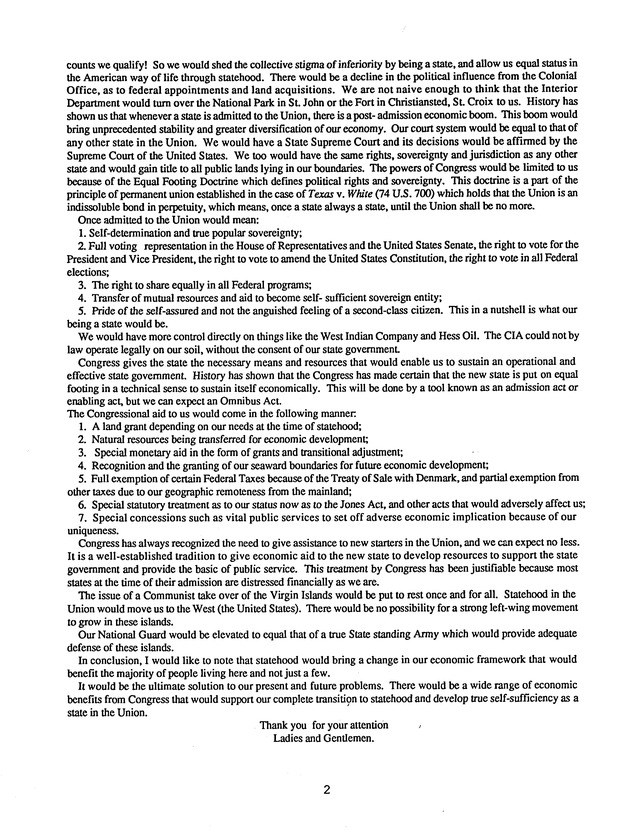 Proceedings : Conference on the Future Political Status of the United States Virgin Islands (February,1988) - Page 150