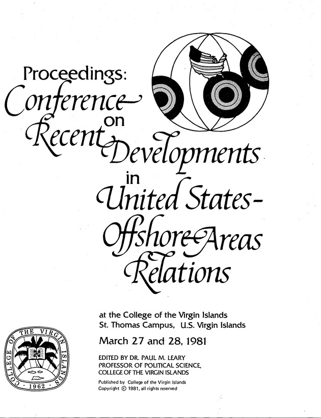 Proceedings: Conference on Recent Developments in United States - Offshore Areas Relations (March 1982) - Page 1