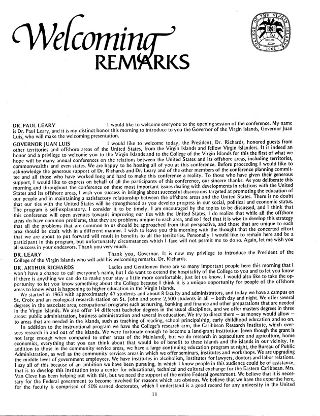 Proceedings: Conference on Recent Developments in United States - Offshore Areas Relations (March 1982) - Page 11