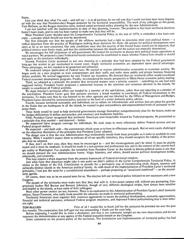 Proceedings: Conference on Recent Developments in United States - Offshore Areas Relations (March 1982) - Page 44