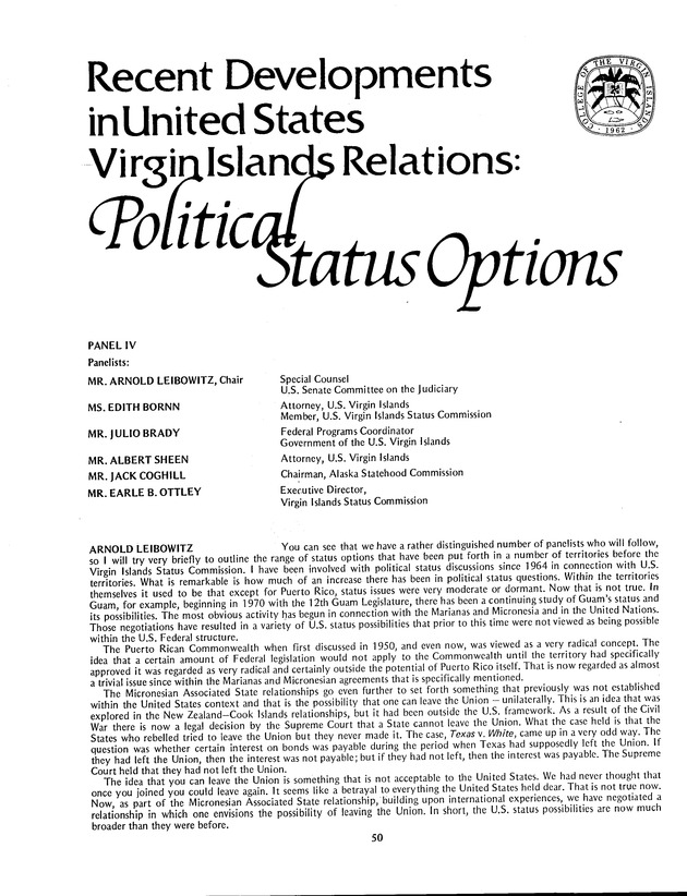 Proceedings: Conference on Recent Developments in United States - Offshore Areas Relations (March 1982) - Page 50