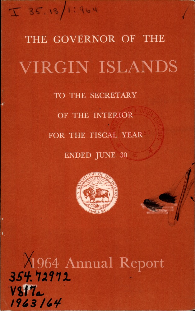 Annual report of the Governor of the Virgin Islands - Front Cover 1