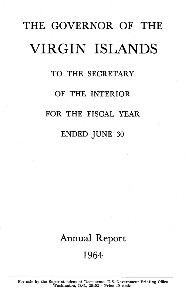 Annual report of the Governor of the Virgin Islands - Page i