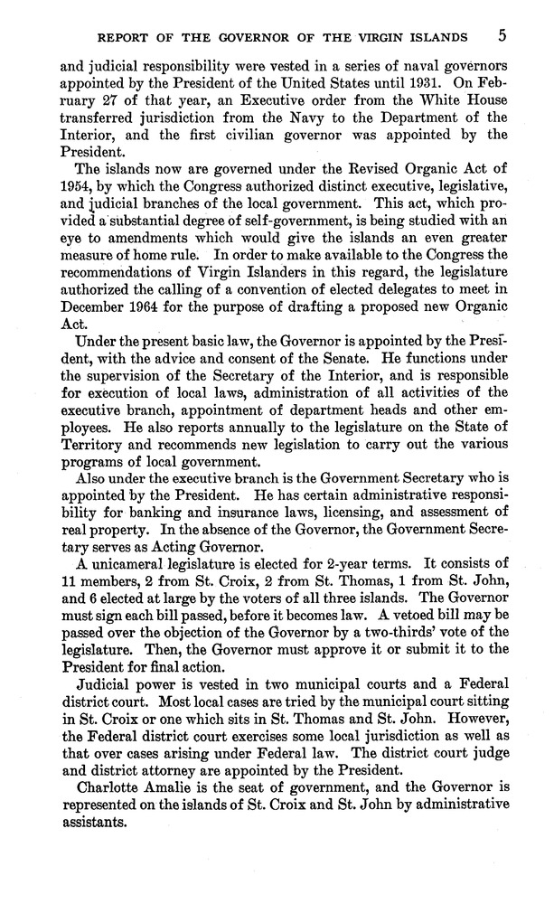 Annual report of the Governor of the Virgin Islands - Page 5