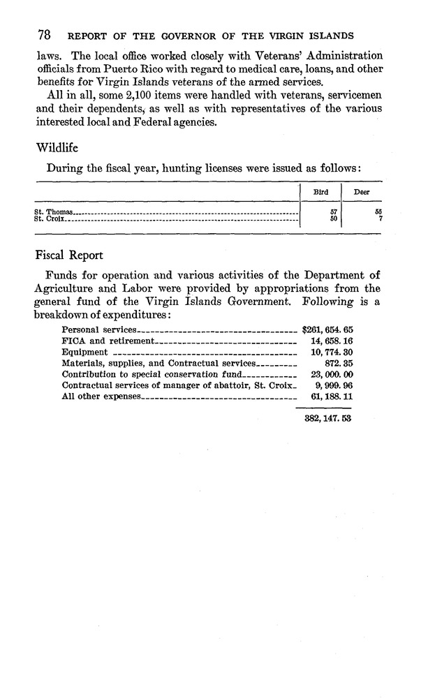 Annual report of the Governor of the Virgin Islands - Page 78