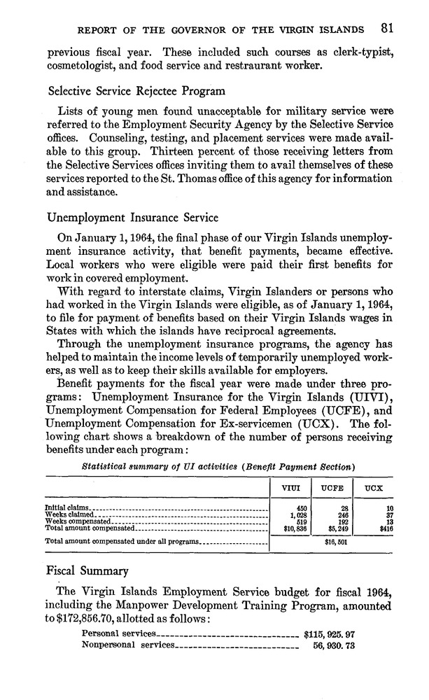 Annual report of the Governor of the Virgin Islands - Page 81