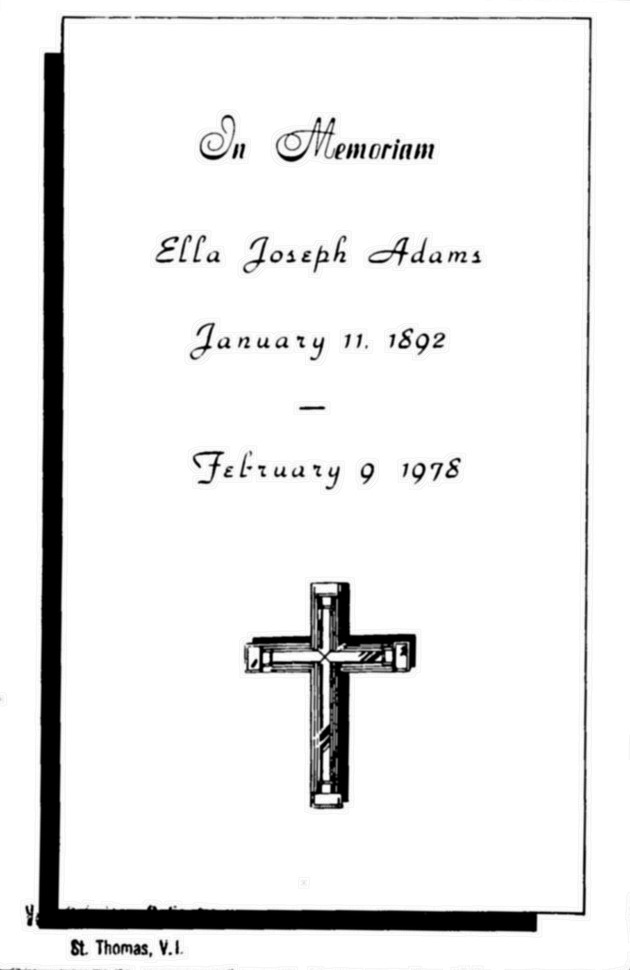 Funeral Booklet for Ella Joseph Adams - Page 1