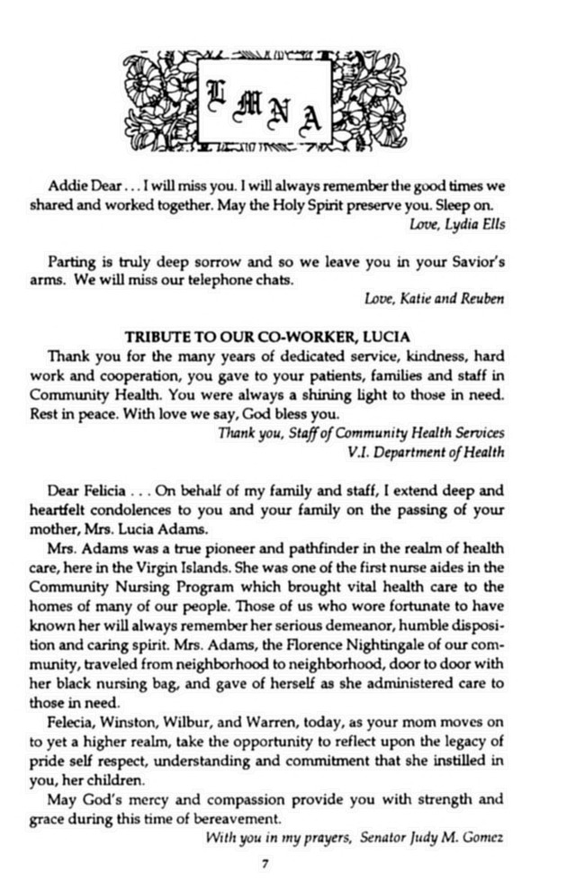 Funeral Booklet for Lucia Mercedes Norman Adams - Page 7