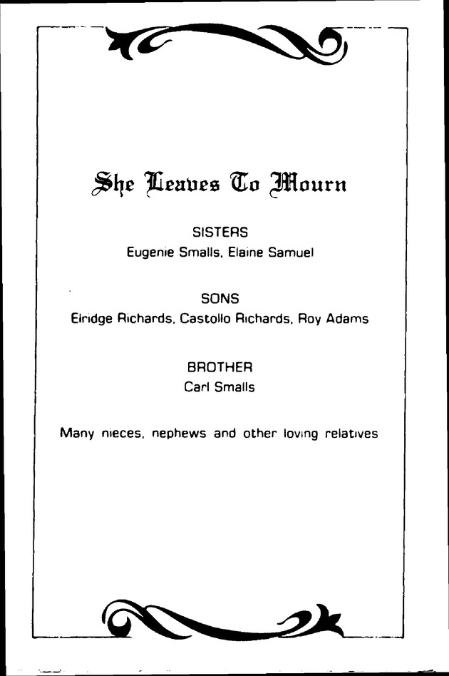 Funeral Booklet for Petrina Smalls Adams - Page 2