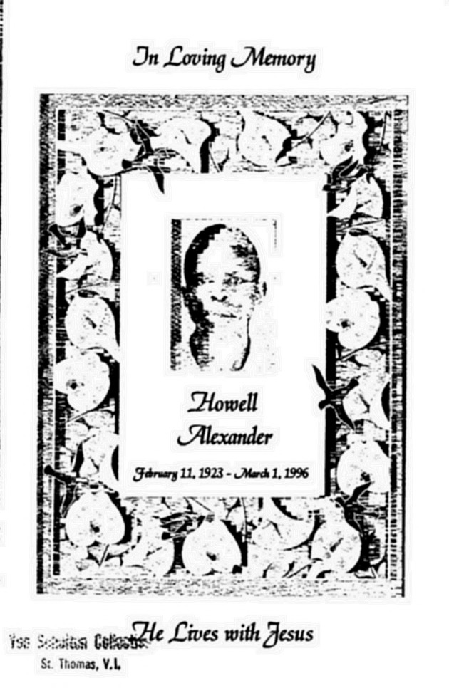 Funeral Booklet for Howell Alexander - Page 1