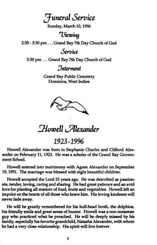 Funeral Booklet for Howell Alexander - Page 3