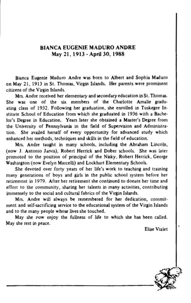 Funeral Booklet for Bianca Eugenie Maduro Andre - Page 3