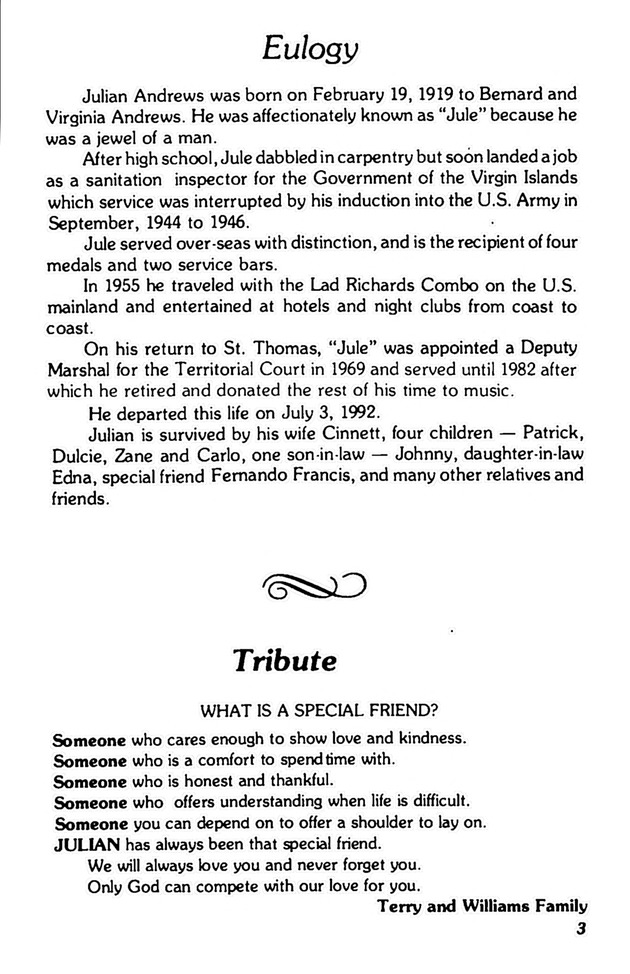 Funeral Booklet for Julian Andrews - Page 3