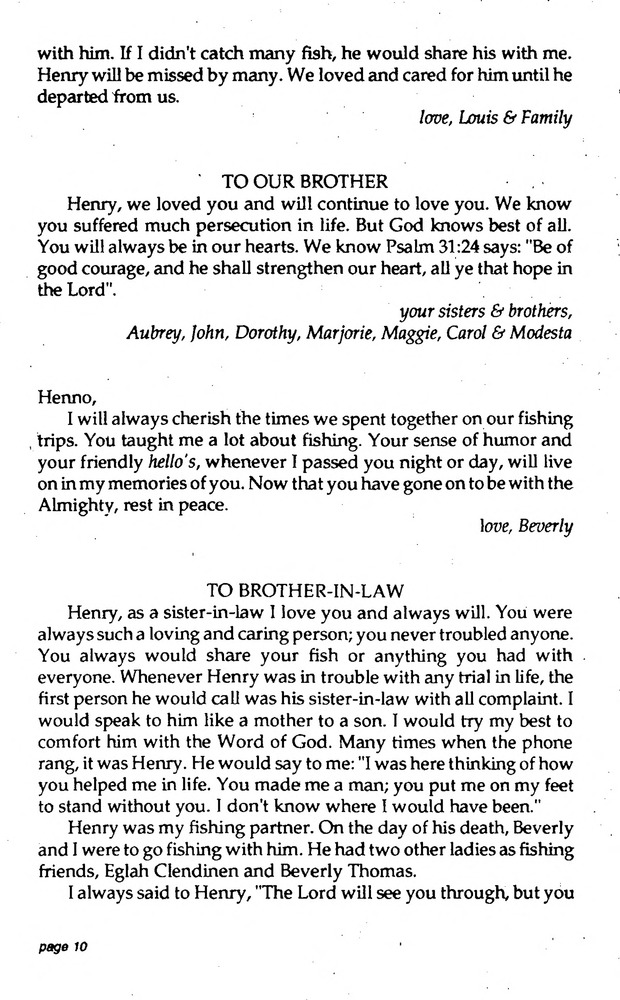 Funeral Booklet for Henry Arnold Anthony - Page 6