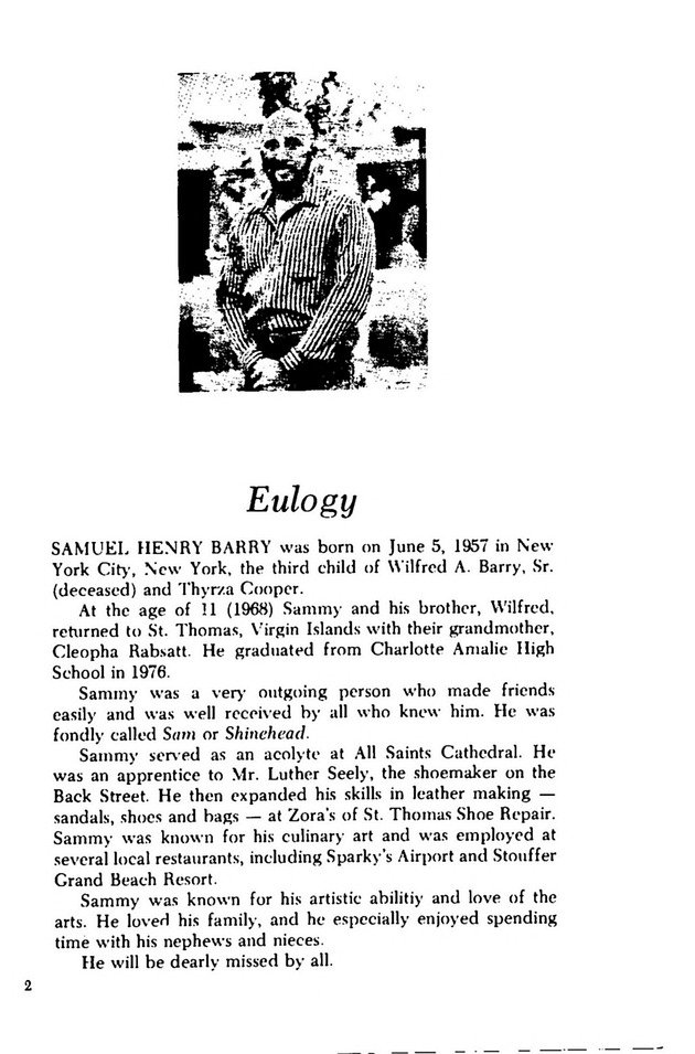 Funeral Booklet for Samuel Henry Barry - Page 2