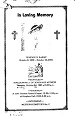 Funeral Booklet for Terence N. Barry