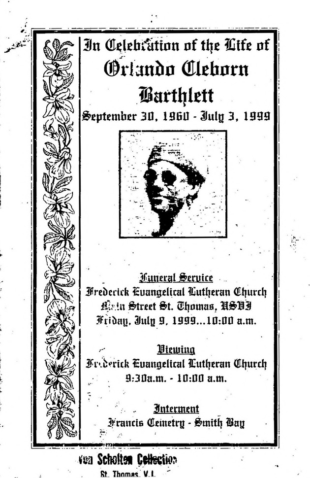 Funeral Booklet for Orlando Cleborn Barthlett - Page 1