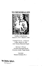 Funeral Booklet for Vertilley Avilda Barzzey