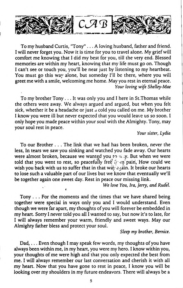 Funeral Booklet for Curtis Antonio Baxter, Sr. - Page 5