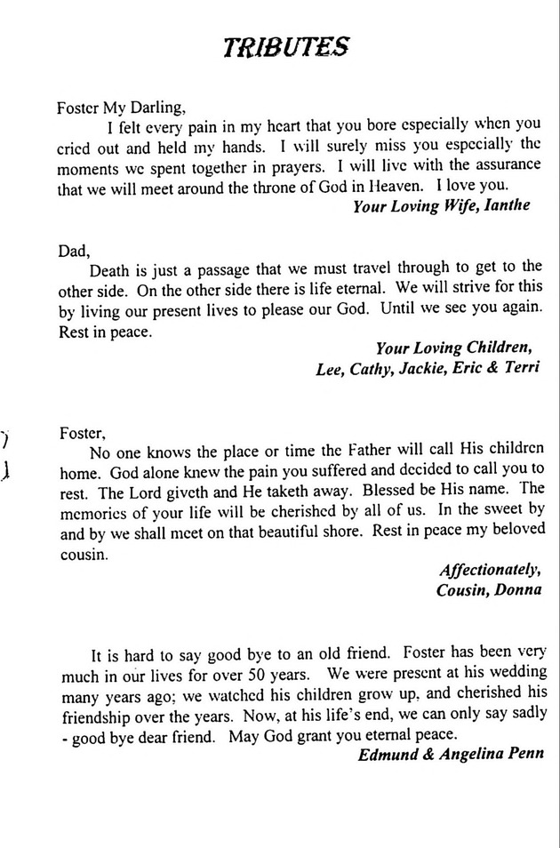 Funeral Booklet for Foster Leopold Baynes - Page 4