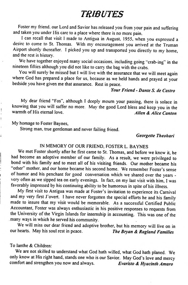 Funeral Booklet for Foster Leopold Baynes - Page 6