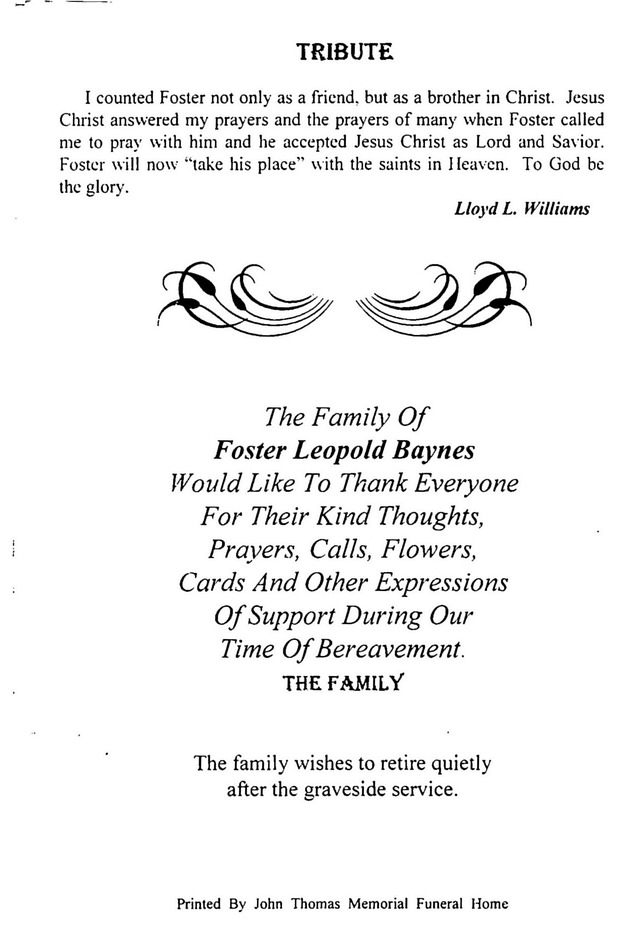 Funeral Booklet for Foster Leopold Baynes - Page 8