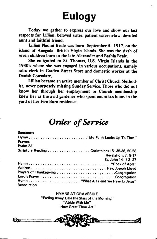 Funeral Booklet for Lillian Naomi Beale - Page 2