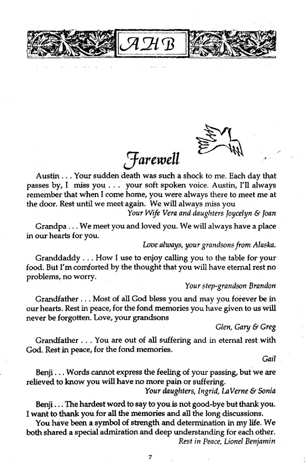 Funeral Booklet for Austin H Benjamin - Page 4