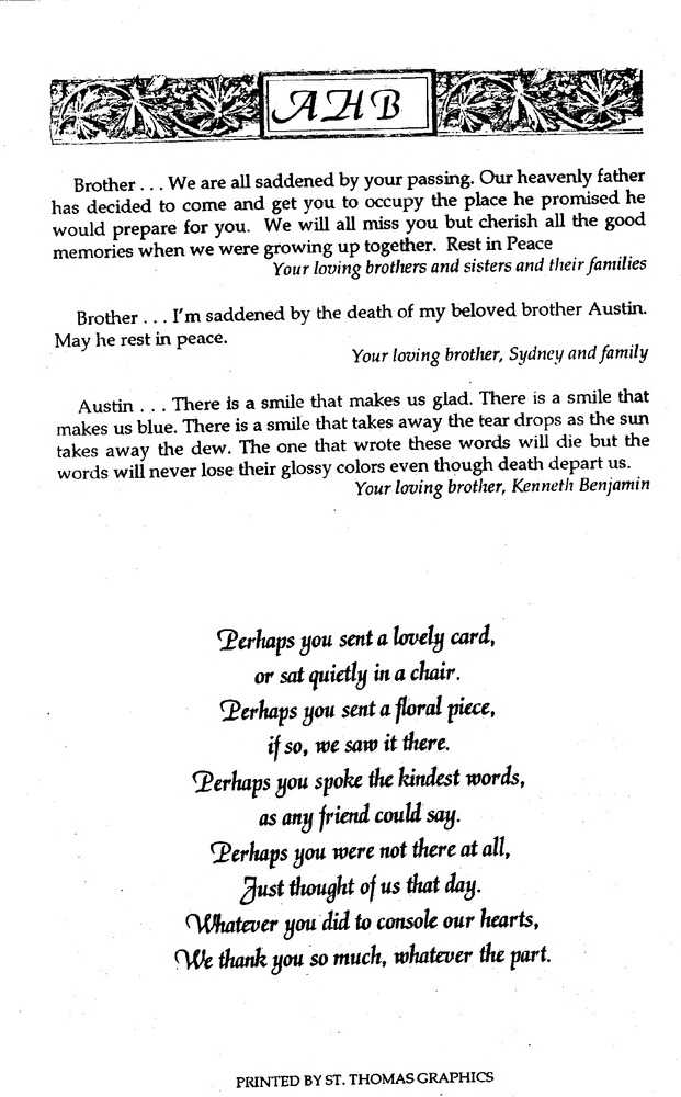 Funeral Booklet for Austin H Benjamin - Page 5